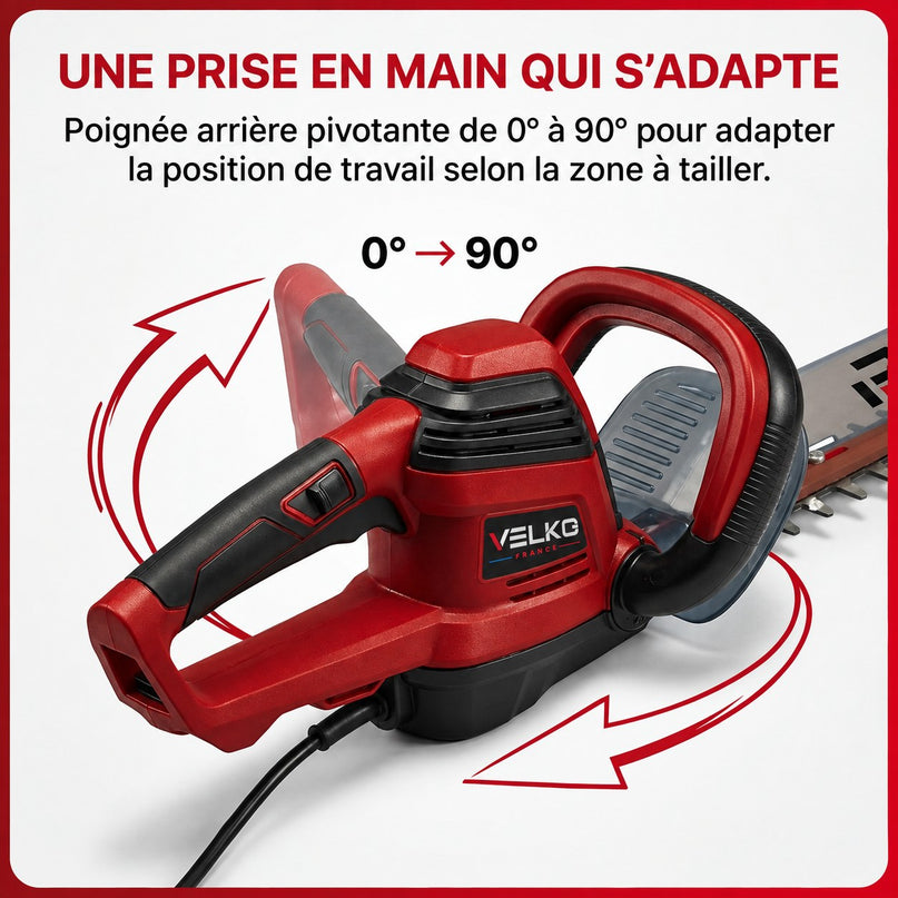 Taille-Haie Électrique VELKO Blade 67 – 700 W – Lame 71 cm – Coupe 67 cm – Écartement 30 mm – Poignée Pivotante