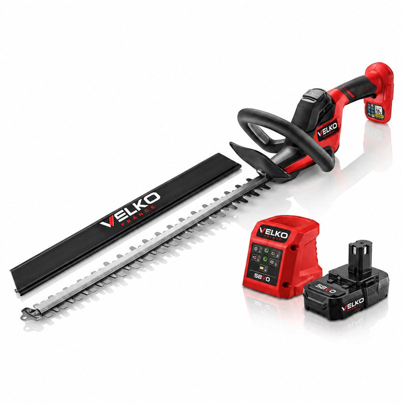 Taille-Haie Sans Fil VELKO Ardent 55 – 18 V – Lame 55 cm – Écartement 24 mm – Batterie 2,0 Ah & Chargeur Inclus