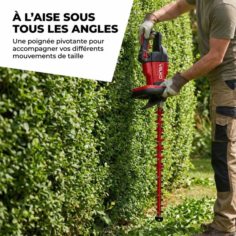 Taille-Haie Sans Fil VELKO Stratos 60 – 18 V – Lame 60 cm – Moteur Sans Charbon – 4 400 cps/min – Espacement 35 mm