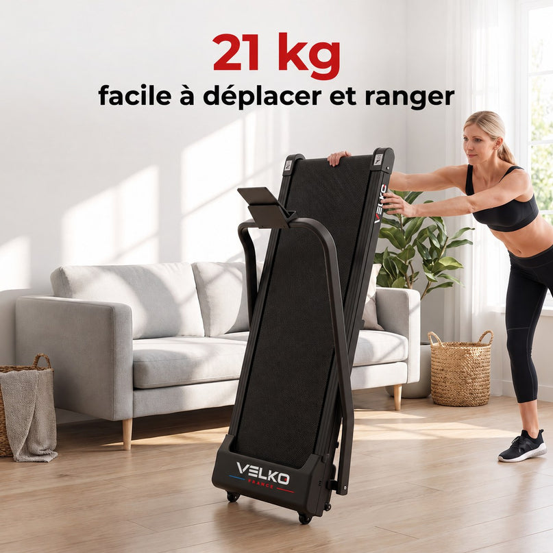 Tapis de Course Pliant VELKO Flexo – 10 km/h – 2 Modes (Marche/Course) – Écran LED
