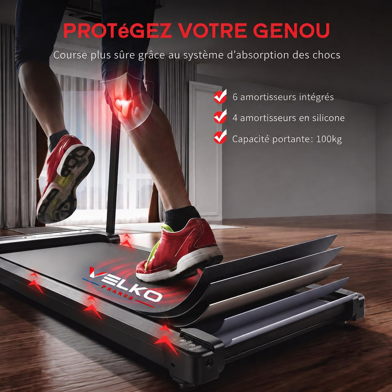 Tapis de Course Pliant VELKO Pace – 10 km/h – 12 Programmes – Charge 100 kg – Écran LED