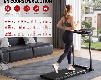 Tapis de Course Pliant VELKO Pace – 10 km/h – 12 Programmes – Charge 100 kg – Écran LED