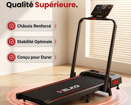 Tapis de Course Pliant VELKO Trail – 12 km/h – 12 Programmes HIIT – Écran LED & Application Connectée