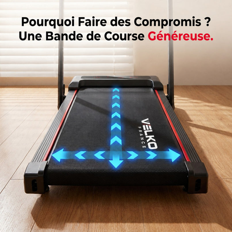 Tapis de Course Pliant VELKO Trail – 12 km/h – 12 Programmes HIIT – Écran LED & Application Connectée