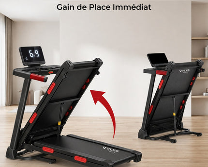 Tapis de Course VELKO Elevate 15 – Inclinaison Automatique 15 % – 2,5 CV – 12 km/h – Pliable & Connecté