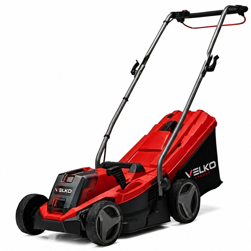 Tondeuse à Gazon sans Fil VELKO Swift 200 – 18 V, 33 cm, Moteur Brushless, Batterie 4,0 Ah Incluse, Bac 30 L – Jusqu’à 200 m²