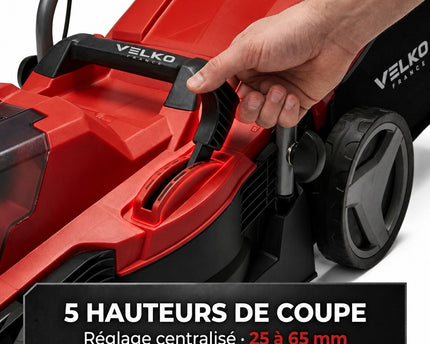 Tondeuse à Gazon sans Fil VELKO Swift 200 – 18 V, 33 cm, Moteur Brushless, Batterie 4,0 Ah Incluse, Bac 30 L – Jusqu’à 200 m²