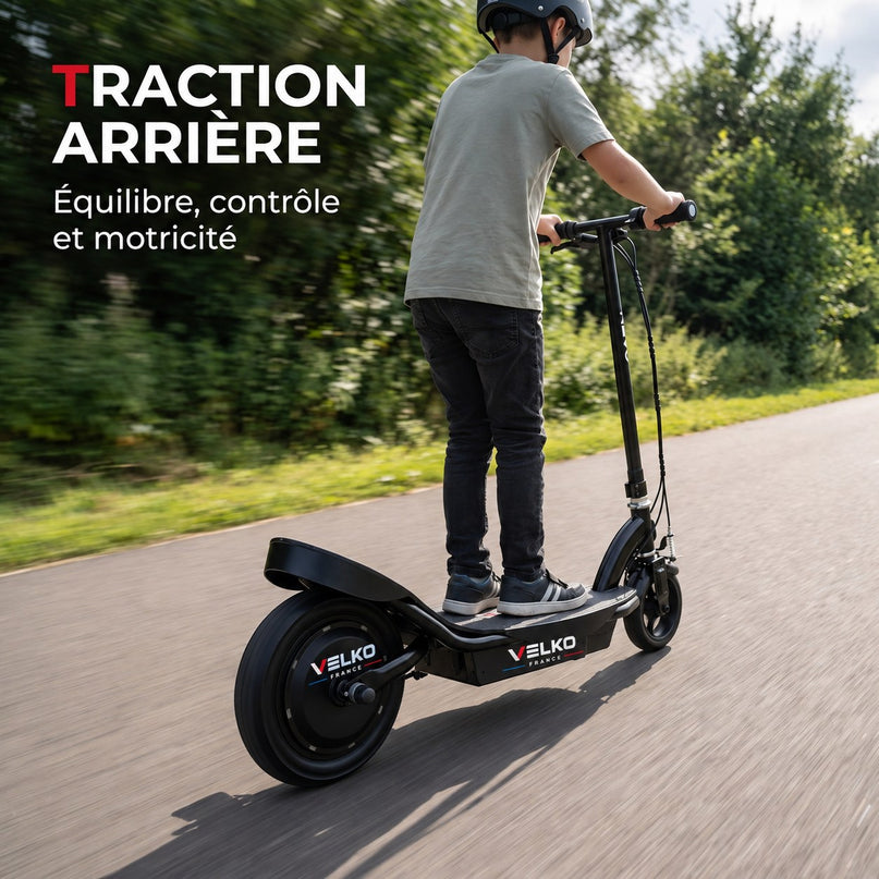 Trottinette Électrique Enfant VELKO Junior 85 – 85 W – Jusqu’à 16 km/h – Batterie 12 V – Dès 8 ans