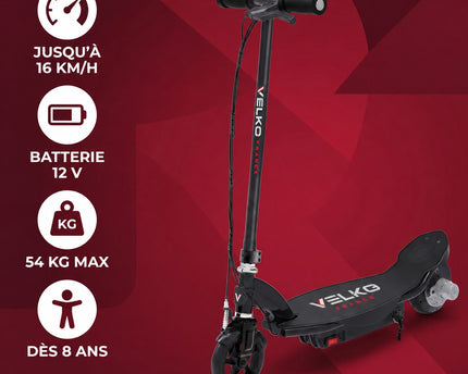 Trottinette Électrique Enfant VELKO Junior 85 – 85 W – Jusqu’à 16 km/h – Batterie 12 V – Dès 8 ans