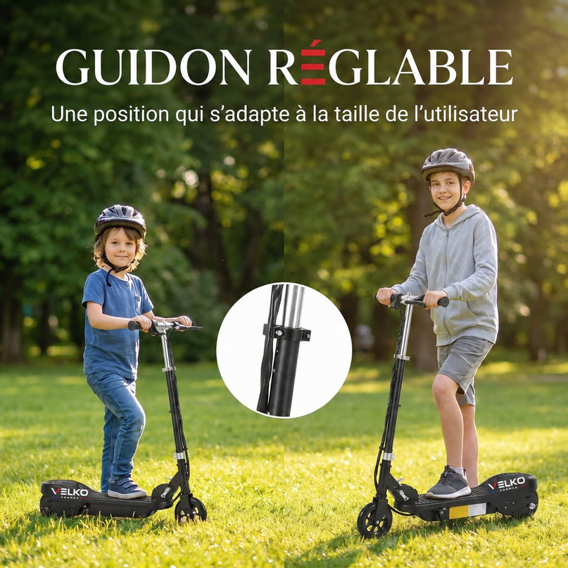 Trottinette Électrique Enfant VELKO KidVolt 12 – 120 W – Jusqu’à 12 km/h – Autonomie 8 à 10 km – Pliable & Réglable