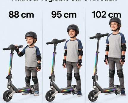 Trottinette Électrique Enfant VELKO MiniPulse 16 – 6 à 12 Ans – 5/10/16 km/h – Autonomie 9 km – Double Suspension – Bluetooth & LED