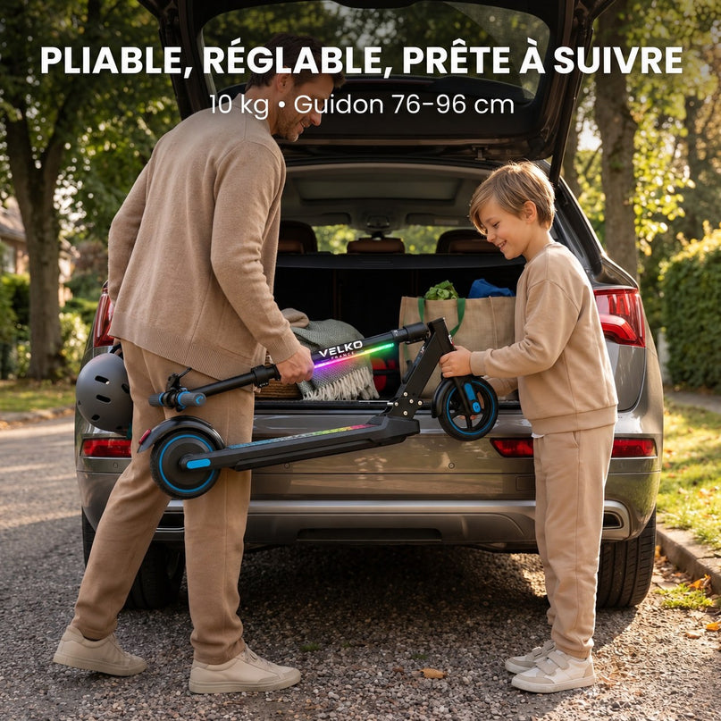 Trottinette Électrique Enfant VELKO Spark 15 – 150 W – 3 Vitesses – Jusqu’à 15 km/h – Autonomie 8 km