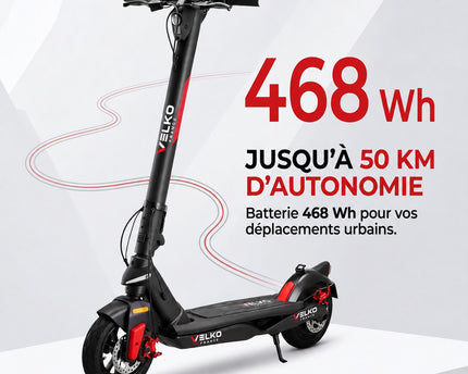 Trottinette Électrique VELKO Altura 50 – 350 W – Autonomie 50 km – Batterie 468 Wh – Roues 10″ – Clignotants Intégrés