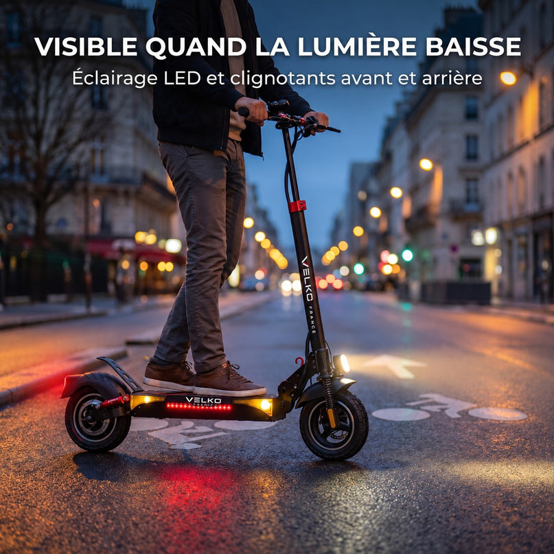 Trottinette Électrique VELKO Axion 800 – 800 W Max – Autonomie jusqu’à 45 km – Batterie 48 V 13 Ah – Double Suspension – Roues 10"