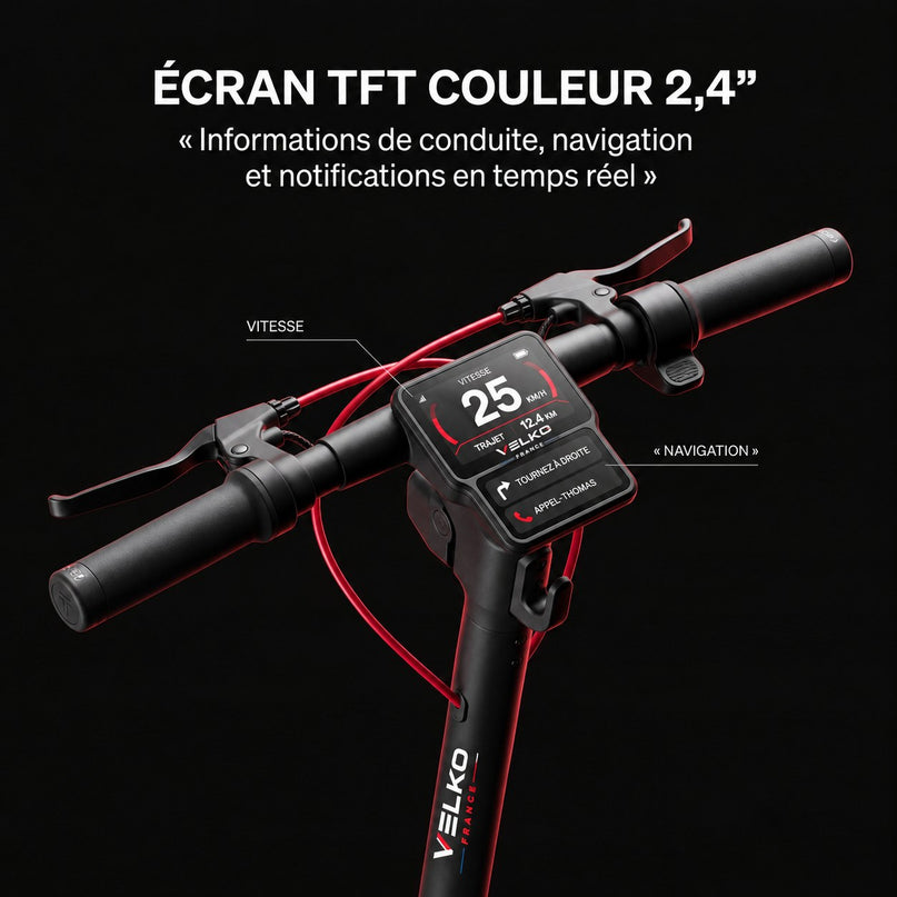 Trottinette Électrique VELKO Elevon 80 – 2 000 W – 25 km/h – Autonomie jusqu’à 80 km – Pneus 11″ – Écran TFT 2,4″