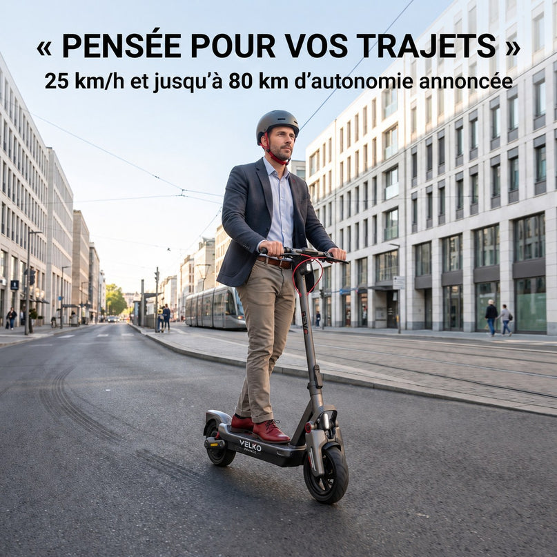 Trottinette Électrique VELKO Elevon 80 – 2 000 W – 25 km/h – Autonomie jusqu’à 80 km – Pneus 11″ – Écran TFT 2,4″