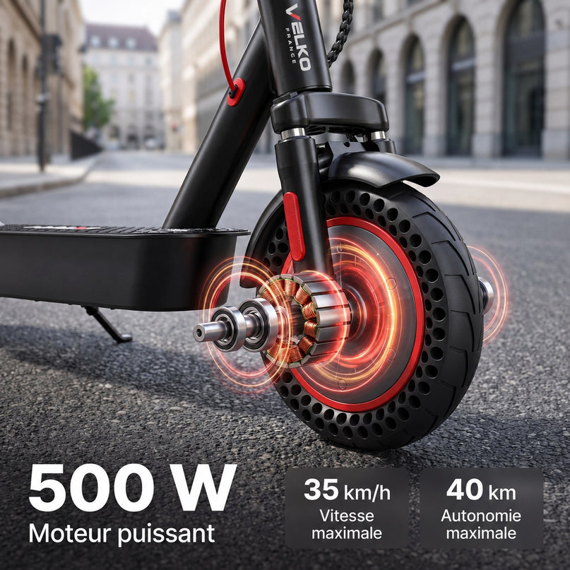 Trottinette Électrique VELKO Glide – 500 W – Autonomie 40 km – Batterie 36 V 10 Ah – Pneus 10" – Application Connectée