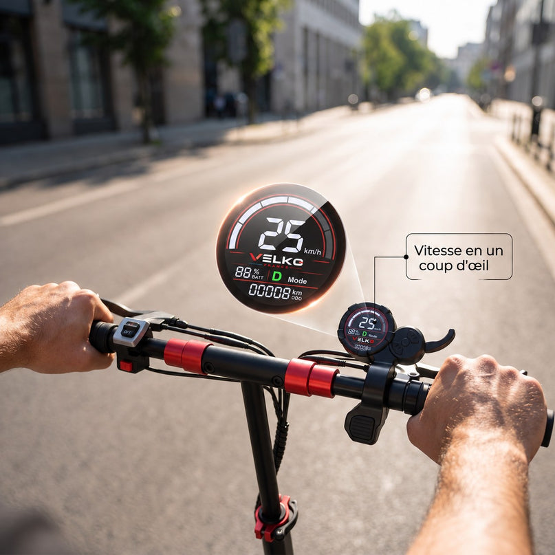 Trottinette Électrique VELKO Peak – 1000 W (pointe 1200 W) – Autonomie 55 km – Batterie 48V 15Ah – Pneus 11" Tout-Terrain
