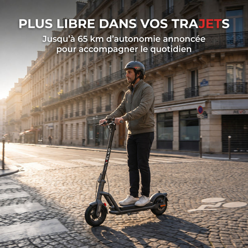 Trottinette Électrique VELKO Roam 65 – 1000 W Max – Autonomie jusqu’à 65 km – Batterie 46,8 V 12,5 Ah – Pneus Tout-Terrain 10,5″ & Application