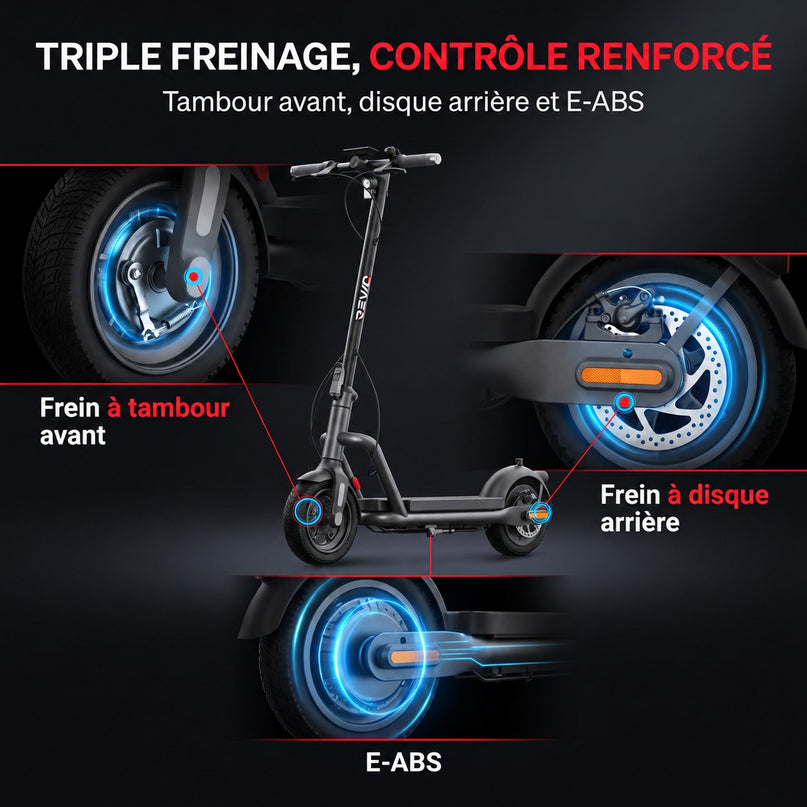 Trottinette Électrique VELKO Roam 65 – 1000 W Max – Autonomie jusqu’à 65 km – Batterie 46,8 V 12,5 Ah – Pneus Tout-Terrain 10,5″ & Application