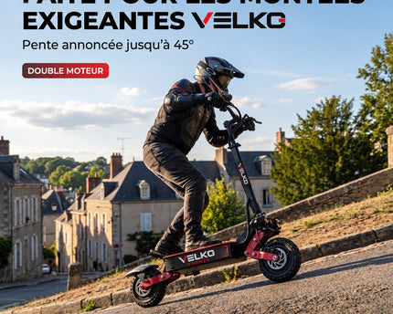 Trottinette Électrique VELKO Talon X2 – Double Moteur – Batterie 60 V 33 Ah – Autonomie 80 à 100 km – Pneus Tout-Terrain 11"