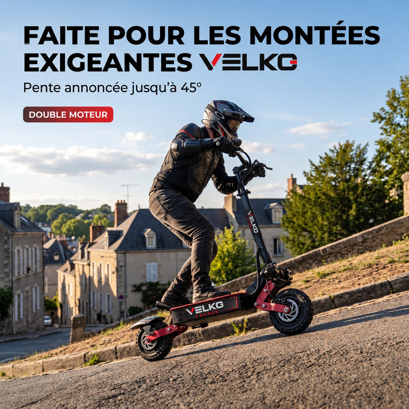 Trottinette Électrique VELKO Talon X2 – Double Moteur – Batterie 60 V 33 Ah – Autonomie 80 à 100 km – Pneus Tout-Terrain 11"