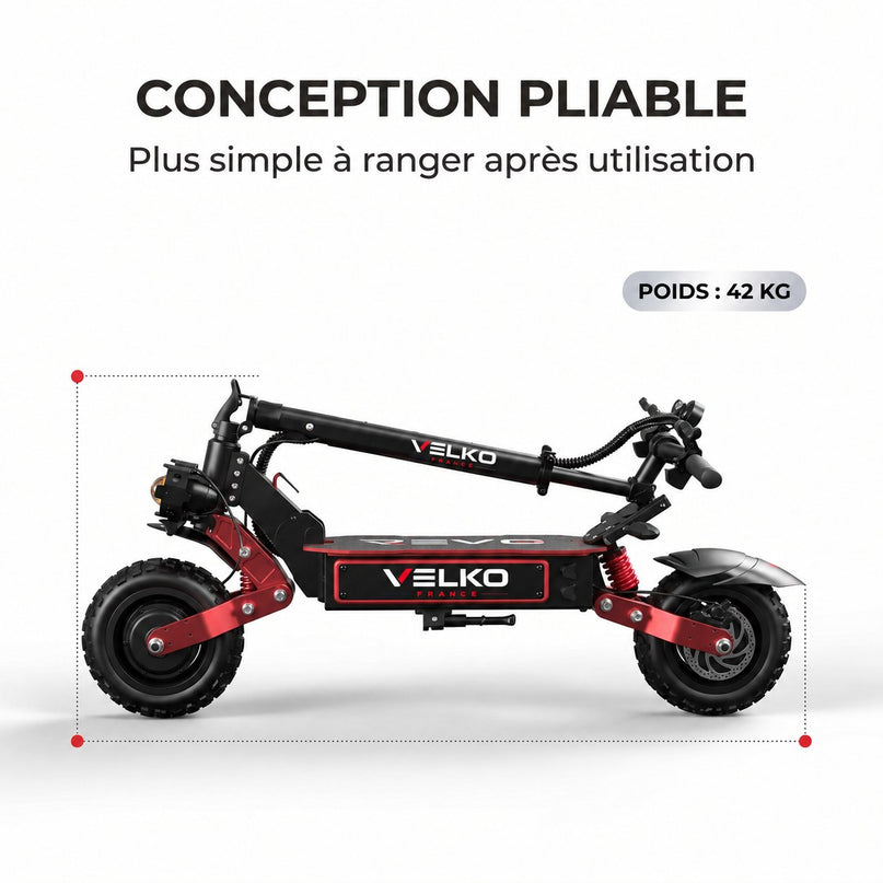 Trottinette Électrique VELKO Talon X2 – Double Moteur – Batterie 60 V 33 Ah – Autonomie 80 à 100 km – Pneus Tout-Terrain 11"