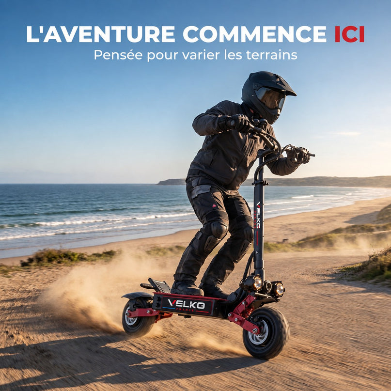 Trottinette Électrique VELKO Talon X2 – Double Moteur – Batterie 60 V 33 Ah – Autonomie 80 à 100 km – Pneus Tout-Terrain 11"