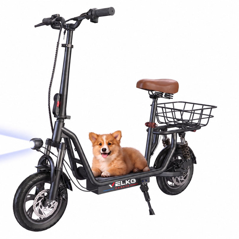 Trottinette Électrique VELKO Zenith – 500 W – Autonomie 35 km – Batterie 36V 7,5Ah – Pneus 12" – Avec Siège