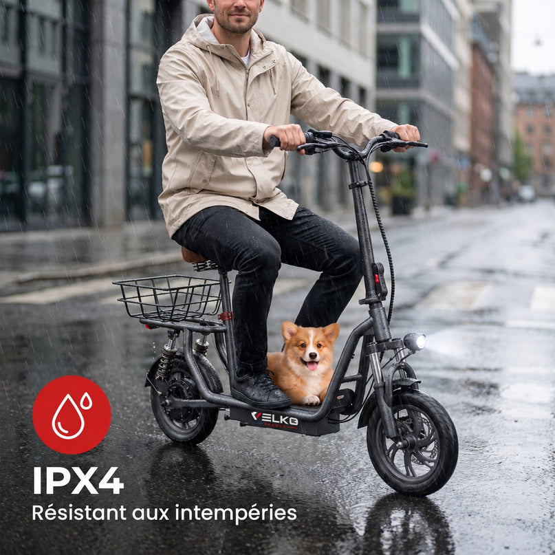 Trottinette Électrique VELKO Zenith – 500 W – Autonomie 35 km – Batterie 36V 7,5Ah – Pneus 12" – Avec Siège