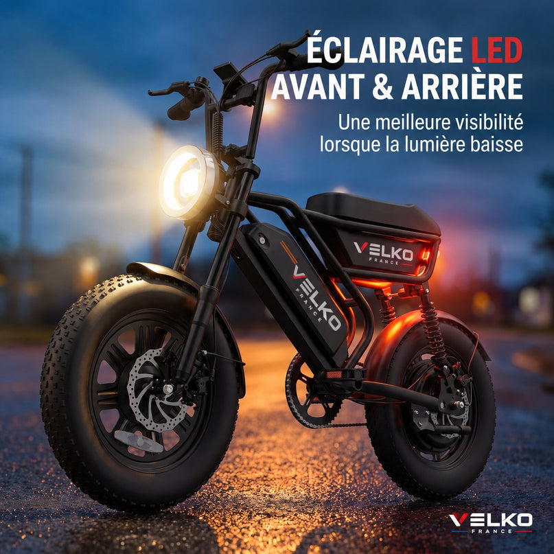 Vélo Électrique Fat Bike VELKO Drifter 16 – 250 W, Batterie Amovible 48 V 13 Ah, Pneus 16 × 3.0" & Suspensions