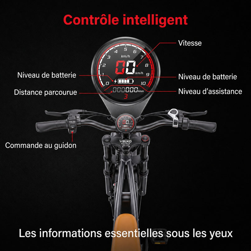 Vélo Électrique Fat Bike VELKO Outland 120 – Couple 120 N·m, Batterie Amovible 48 V, Pneus 20 × 4", Suspension Complète & 7 Vitesses