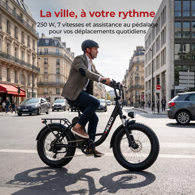 Vélo Électrique Fat Bike VELKO Ranger 110 - 250 W avec Batterie Amovible 48 V 15,6 Ah, Écran LCD Couleur & Autonomie jusqu’à 110 km