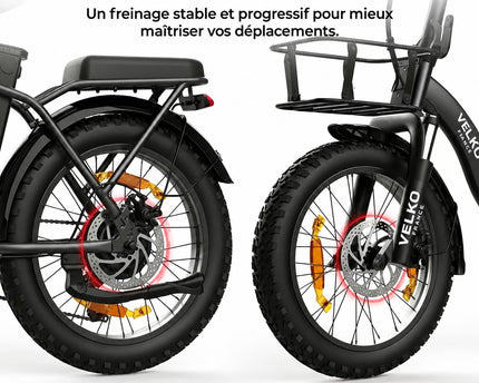 Vélo Électrique Pliable VELKO Cargo – 250 W – Autonomie jusqu’à 80 km – Batterie 468 Wh – Pneus Fat 20 × 3.0″