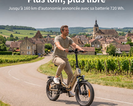 Vélo Électrique Pliable VELKO Strada 160 –  Fat Bike 250 W, 100 Nm, Batterie 720 Wh, Autonomie jusqu’à 160 km & GPS