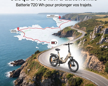 Vélo Électrique Pliable VELKO Strada 160 –  Fat Bike 250 W, 100 Nm, Batterie 720 Wh, Autonomie jusqu’à 160 km & GPS