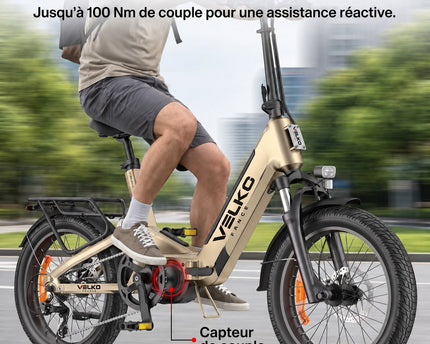 Vélo Électrique Pliable VELKO Strada 160 –  Fat Bike 250 W, 100 Nm, Batterie 720 Wh, Autonomie jusqu’à 160 km & GPS