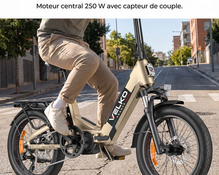 Vélo Électrique Pliable VELKO Strada 160 –  Fat Bike 250 W, 100 Nm, Batterie 720 Wh, Autonomie jusqu’à 160 km & GPS